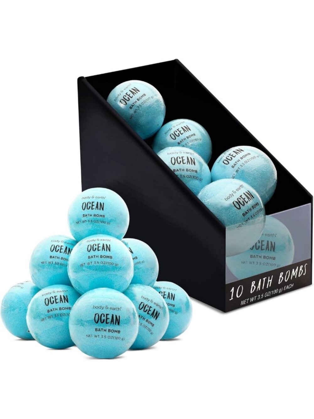 Handmade Ocean Bath Bomb Gift Set - 10 Essential Oil Bath Bombs for Relaxation